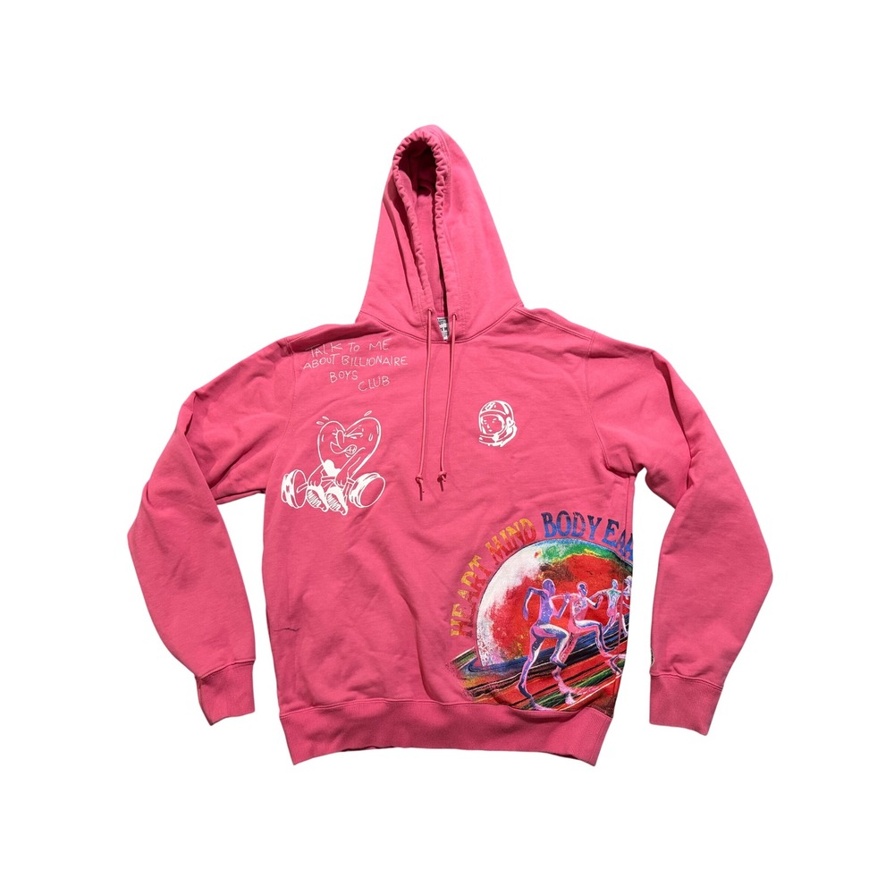 Billionaire Boys Club Hoodie Mens M Pink Good Heart Mind Body Earth Graphic